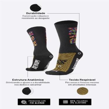 Imagem de Meia HUPI Run Colors Preto, Preto