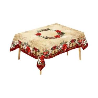 Imagem de Toalha De Mesa Vintage Poinsettia Bell Para Natal 2025, Decorações Par