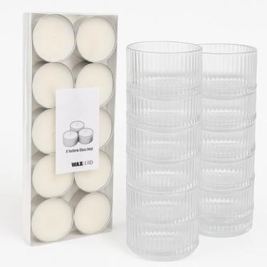 Imagem de Kit 20 Velas Rechaud com 20 Castiçais Vidro Transparente - Freecom