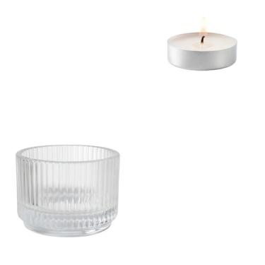 Imagem de Kit 50 Velas Rechaud com 50 Castiçais Vidro Transparente - Freecom