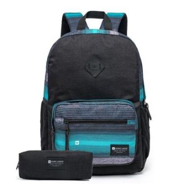Imagem de Kit Mochila Hang Loose Masculina+Estojo Espaçosa Reforçada Escolar Executiva Notebook 18 Litros-Unissex