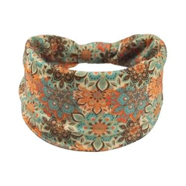 Imagem de Bandana Boho Mandala para Mulher - Faixa de Cabelo Elástica e Absorven