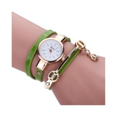 Imagem de Relógio De Pulso Feminino De Quartzo Em Couro Dourado, Casual, Com Bra