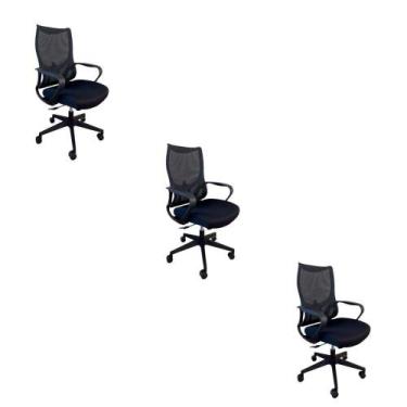 Imagem de Kit 3 Cadeiras De Escritório Presidente Oficial Verona Sem Apoio - Ofi