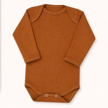 Imagem de Body para Bebê Manga Longa Em Suedine Básico Até 12 Meses Cor:MarromTa