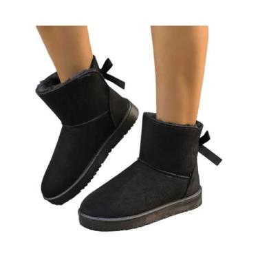 Imagem de Botas De Inverno Femininas De Tamanho Grande Com Solado Grosso Antider