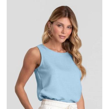 Imagem de Regata Feminina em Tecido Dianna Azul, M, Azul