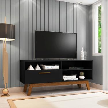 Imagem de Rack para TV até 55 Polegadas 1 Porta com Pés de Madeira Paládio 1.4 Bechara