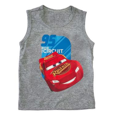Imagem de Regata Infantil Masculina Cinza Carros Relampago McQueen 12 Anos - Basic +