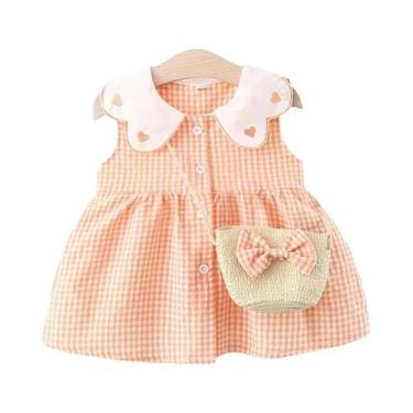 Imagem de Conjunto De Vestidos Sem Mangas Em Algodão Xadrez Para Meninas Pequena