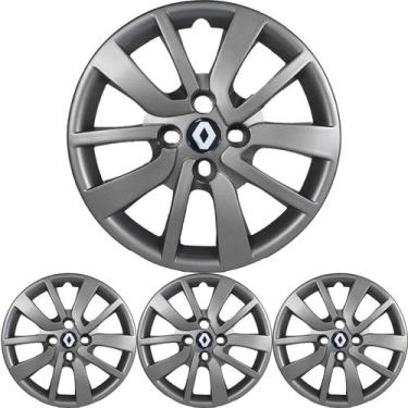 Imagem de JG 4 Calota Sandero 2014 15 16 17 18 19 20 Aro 14 Prata Metálico com E