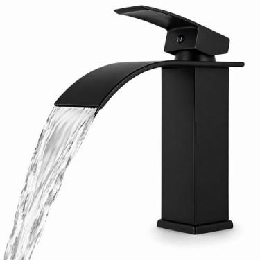 Imagem de Torneira Cascata Banheiro Monocomando Preta Fosca Luxo Misturador Quen