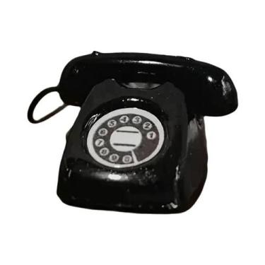 Imagem de Telefone Retrô Miniatura De Liga Giratório: Acessório Para Casa De Bon
