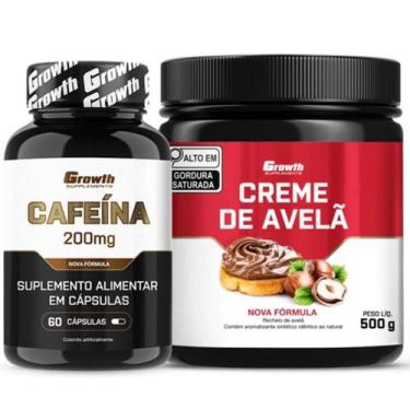 Imagem de Cafeina Pura 200mg 60 Caps + Creme Avelã Fit 500g Growth