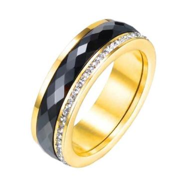 Imagem de Anel De Noivado E Casamento Feminino Em Aço Inoxidável Titânio Com Cer