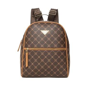 Imagem de Mochila Feminina Rafitthy Monograma Casual Marrom, Marrom, Único