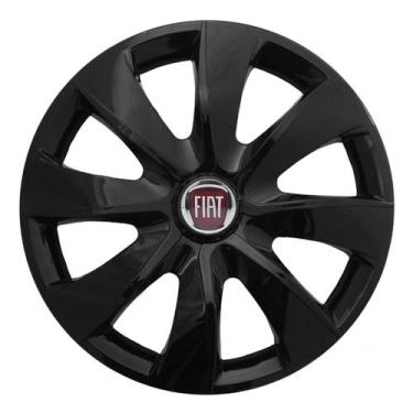 Imagem de Calota esportiva prime 14 black + emblema alumínio fiat vermelho - Gar