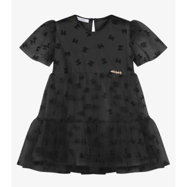Imagem de Vestido Feminino Infantil Com Tule Trick Nick Preto, 1, Preto