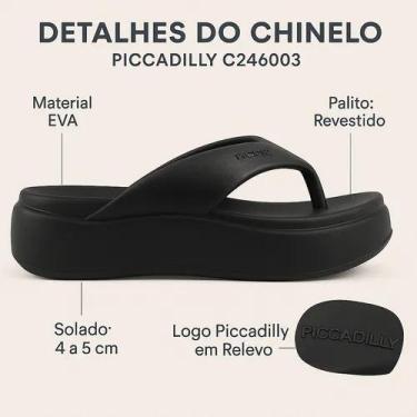 Imagem de Chinelo Plataforma Marshmallow Feminino Piccadilly C246003, Preto, 35