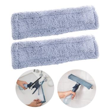 Imagem de Kit 2 Refil de Almofada para Rodo Limpa Vidros Esfregão Spray em Poliéster Alta Absorção Cinza Lyor