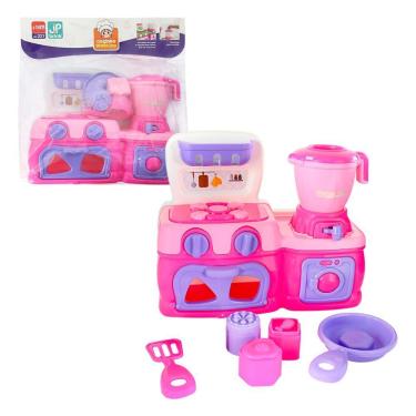 Imagem de Mini Cozinha Infantil com Fogão Forno Lava-Louças e Acessórios Rosa para Brincar e Aprender JP Brink