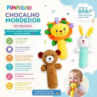 Imagem de Chocalho Mordedor Buzina Bichinho Animais Pelúcia Pimpolho, Branco, Ún