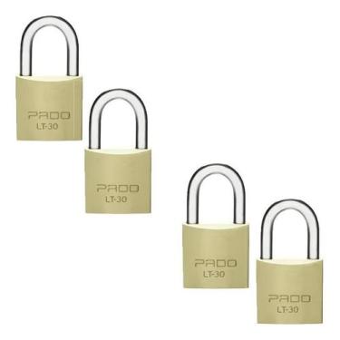 Imagem de Kit 4 Cadeado Pado De 30mm Mesmo Segredo Iguais Mesma Chave