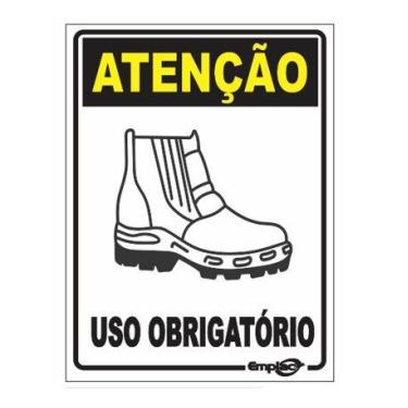 Imagem de Placa - uso obrigatorio de botas / em ps e.p.i. 20 x 15cm emplac br