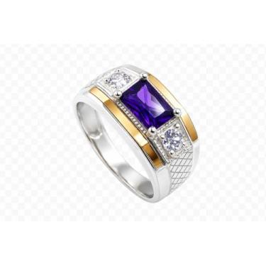 Imagem de Anel Formatura Masculino Prata 925 com Aplique de Ouro 14k - Maça de P