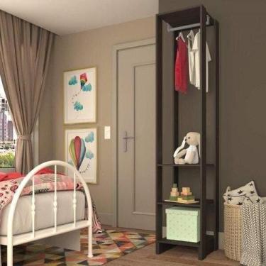 Imagem de Estante Closet 40cm 3 Prateleiras e 1 Cabideiro - Grafite - Emovell, C