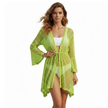 Imagem de Saída De Praia/ Kimono Em Arrastão Com Pontas Moda Verão - Corpo Doura