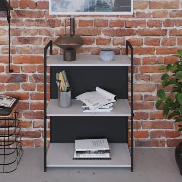 Imagem de Estante com 3 Prateleiras 84x60x33cm com Fundo Yon Branco/Preto - Meta