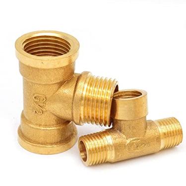 Imagem de Encaixe de tubo de latão Rosca fêmea macho 1/8 '1/4' 3/8 '1/2' BSP Conexões tipo T de cobre adaptador de água óleo óleo gás, 1/2 ", C