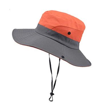 Imagem de Verão Sun chapéu ao ar livre pescador chapéu feminino rabo de cavalo grande borda,Orange