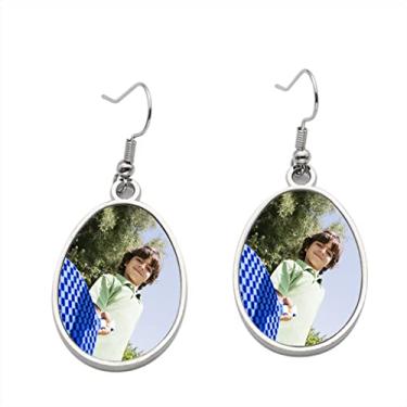 Imagem de Brinco de menino brincando com remo e bola amarrada – Brincos pendentes para meninas – Presente de festa de aniversário dos namorados, Metal, Sem pedras preciosas