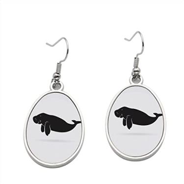 Imagem de Vector of Dugong Wild Animals Brinco fácil - Brincos pendurados para meninas - Presente de festa de aniversário dos namorados, Metal, Sem pedras preciosas