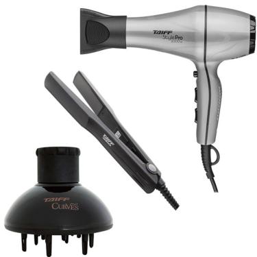 Imagem de Kit Taiff - Secador Cabelo Style Pro 2000W Prata 220V + Prancha Ceramic 180ºc + Difusor De Ar Curves