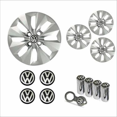 Imagem de Jogo Calota Aro 14 Gol Voyage G5 G6 2013 Volkswagen + Emblema Resinado + Tampa Ventil Antifurto
