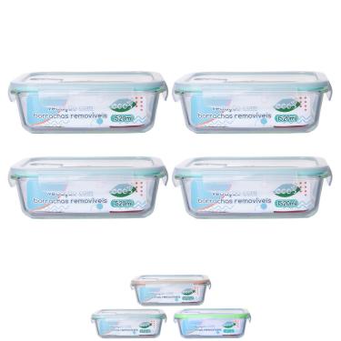 Imagem de Conjunto 4 Pote Vidro Hermético Tampa Mantimentos 1520ml