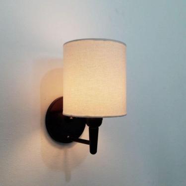 Imagem de Arandela Cilindrica Preto Tecido 14x15cm Algodão Crú Bivolt