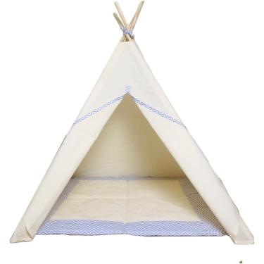 Imagem de Tenda Infantil+Tapete Acolchoado Chevron Cinza 135X90X90Cm