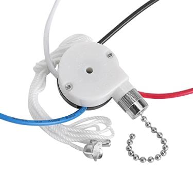 Imagem de Kit de interruptor de ventilador de teto Zing Ear ZE-208S E89885 3 velocidades, 4 fios, corrente de puxar, ventilador de teto, interruptor de controle de velocidade com corda para ventiladores de teto, lâmpadas de parede, luz de armário, níquel
