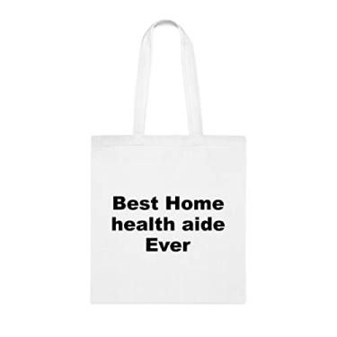 Imagem de Bolsa tote de assistente de saúde em casa, a melhor bolsa de cuidados de saúde residenciais, presente de assistente de saúde em casa, bolsa de ombro para auxiliar de saúde em casa, bolsas reutilizáveis, ideia de de Natal, Branco