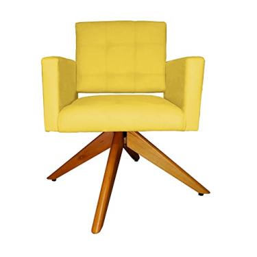 Imagem de Poltrona Decorativa Camila Pés Madeira Giratório Suede Amarelo - DS Estofados