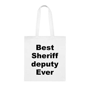 Imagem de Sacola Xeriff Deputy Tote bag, Best Sheriff Deputy Ever Tote bag, Xeriff Deputy Gift, Xeriff Deputy Bolsa de ombro, Xeriff Deputy Reutilizável, Presente de Cesta de Natal de Aniversário, Branco