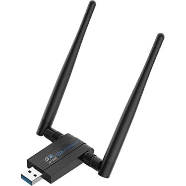 Imagem de Blueshadow Adaptador USB WiFi Gaming 1200 Mbps - Dual Band 2,4G/5G WiFi ac Placa de rede sem fio Dongle com 2x 5dBi antenas externas para PC Desktop Laptop Windows 7/8/10, MAC OS, Linux. (Upgrade com 2 PA)