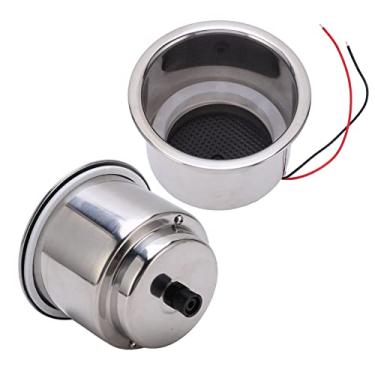 Imagem de Akozon Suporte de copo de LED, 2 peças de suporte de copo luminoso com 8 LEDs de LED para bebida com orifício de drenagem para carro de barco marinho (LED vermelho)