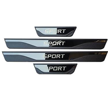 Imagem de GZBFTDH Protetor de entrada de porta de carro, para acessórios de local Hyundai Elantra Tucson Kona, protetor de peitoril de porta automotiva com placa de aço inoxidável (preto, Elantra 2021)