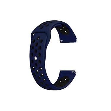 Imagem de Pulseira Sport 22mm para Amazfit GTR 2 ou GTR 2e cor:Azul Escuro com Preto
