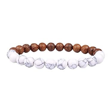 Imagem de Pulseira de pedra vulcânica para homens pulseira de contas de madeira vulcânica de 8 mm corrente de pulso Buda tibetano mulheres homens joias presente novas pulseiras (N)